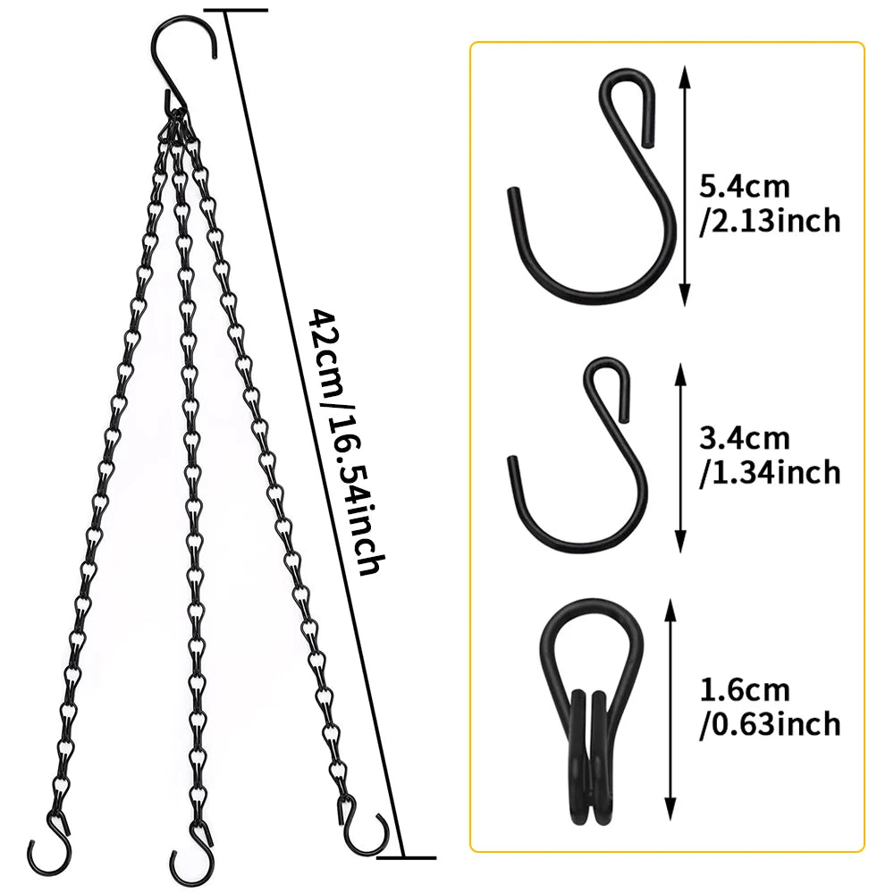 40cm Imitation Rattan Hanging Basket Flower Pot Chain With 3 Hooks Basin Hydroponic Plants Plant Grow Basin Home Garden Decor