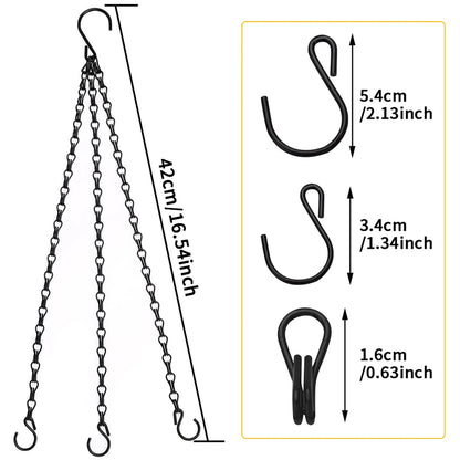 40cm Imitation Rattan Hanging Basket Flower Pot Chain With 3 Hooks Basin Hydroponic Plants Plant Grow Basin Home Garden Decor