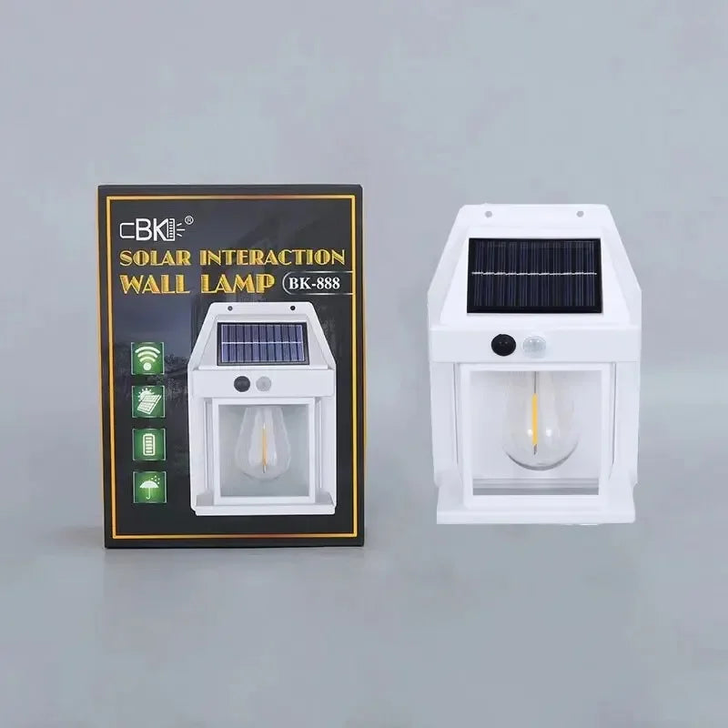Outdoor Solar Tungsten Wall Light with Motion Sensor IP65 Waterproof LED Safety Light for Patio Outdoor Deck Porch Barn Balcony