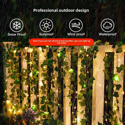 Flower Green Leaf String Lights – Battery Powered Artificial Vine Fairy Lights for Christmas Tree & Home Decor