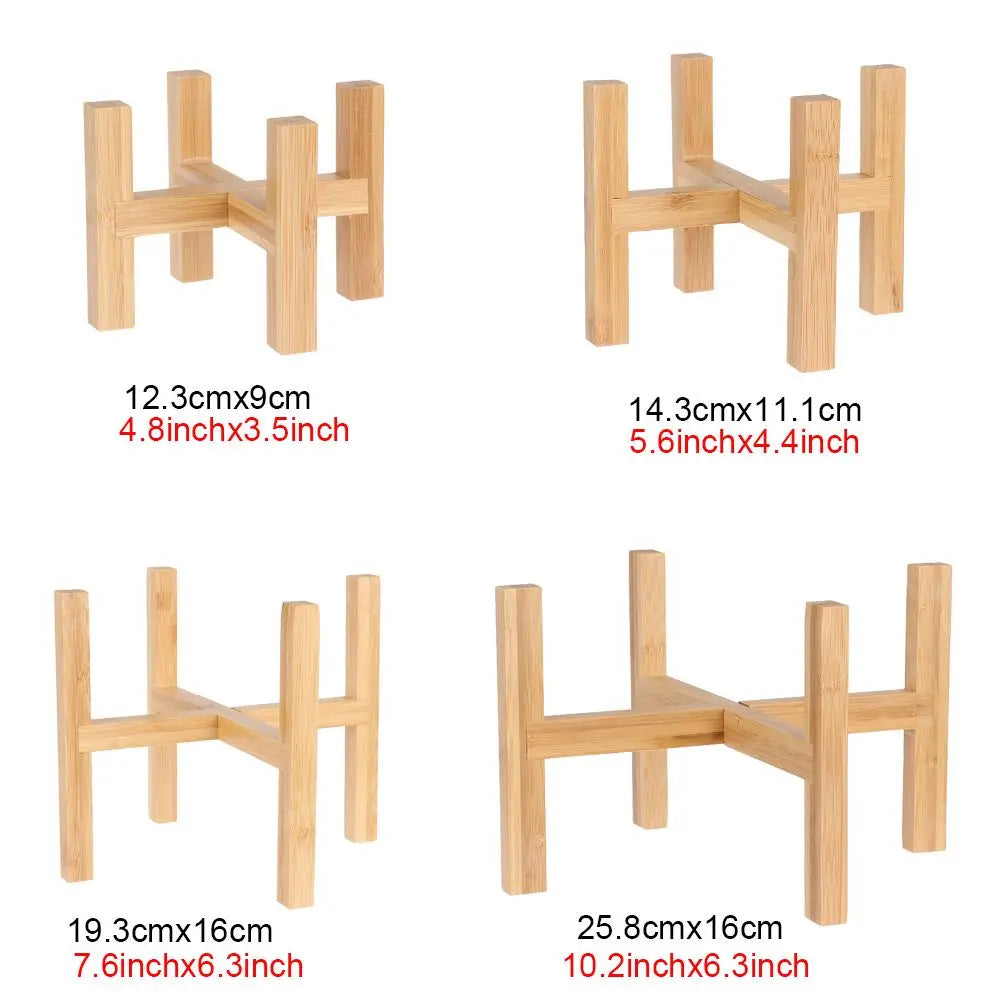 Bamboo Bonsai Display Stand Trays Wood Flowerpot Holder Durable Flower Pot Base Floor-Standing Display Stand Home Decoration