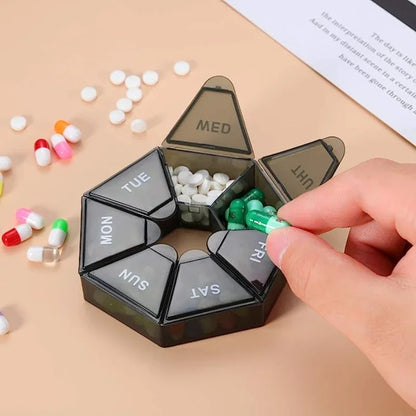 Mini 7-Day Pill Organizer – Small Portable Weekly Pill Box for Travel, Vitamins & Medicine