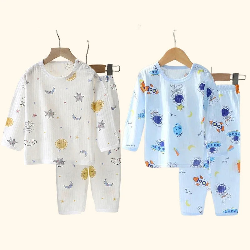 Children's Cotton Pajama Set – Long/Short Sleeve Homewear for Boys and Girls (Autumn/Winter)