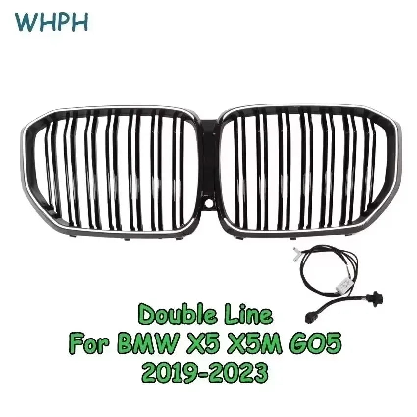 LED Front Radiator Kidney Bumper Grill Accessories For BMW X5 G05 xDrive 30i 35d 40i M50i 2018-2023 Gloss Black Grill Body Kit