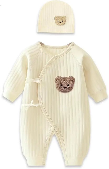 Newborn Boys Girls Cotton Bodysuit – Thickened Winter Onesie for Toddler Home Wear