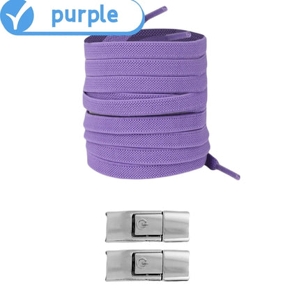 No Tie Press Lock Shoelaces – 8MM Elastic Flat Shoe Laces for Sneakers, Kids & Adults