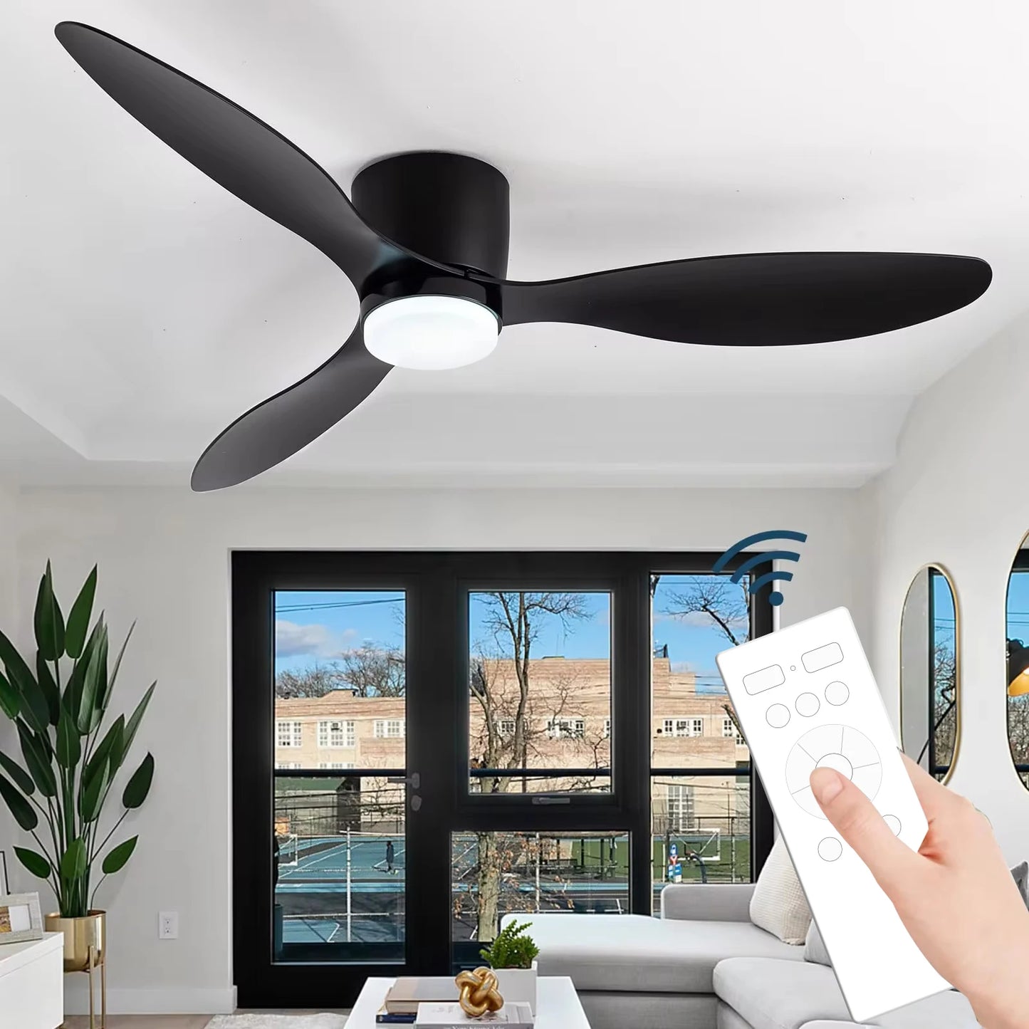 LED Ceiling Mounted Fan Light – Nordic Minimalist Decorative Fan Light for Living Room & Restaurant