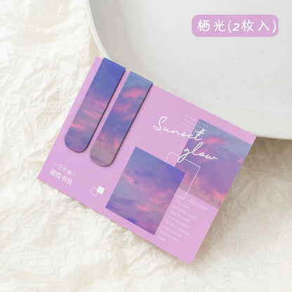 JIANQI Magnetic Bookmarks (2pcs) – Scenic Literary Reading Tools for School & Office