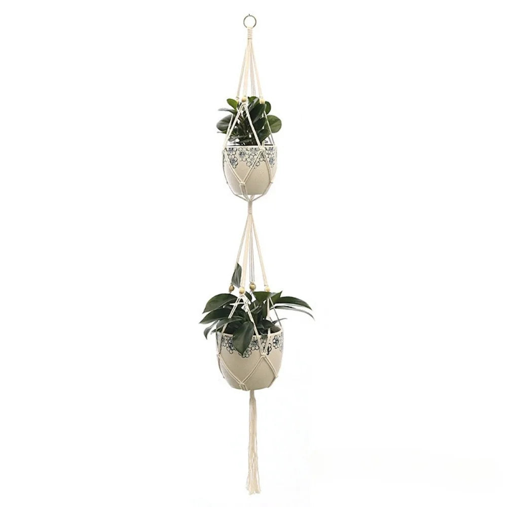 Hanging Basket Plant Handmade Macrame Plant Hanger Flower Pot Planter Hanger Wall Decor Courtyard Garden Hanging Planter