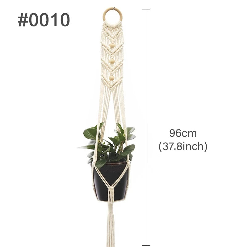 Handmade Macrame Plant Hanger – Cotton Hanging Flower Pot Holder for Indoor & Outdoor Decor