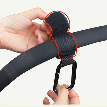 Stroller Organizer Hooks – 360° Rotatable PU Leather Pram Hanger Clips (1/2pcs)