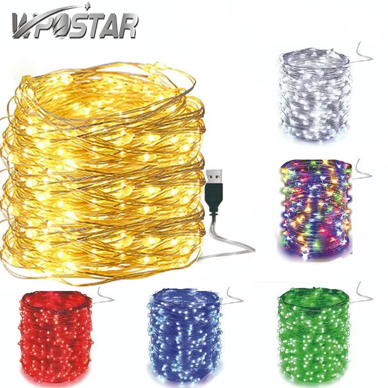 USB LED String Light 1M 3M 5M 10M Fairy Christmas Lights Copper Wire Wedding Garland Lights for Christmas Holiday Party Decor