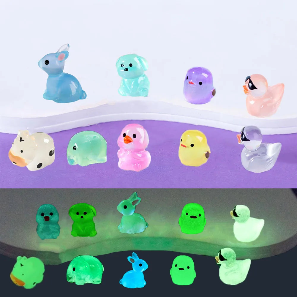 Luminous Mini Resin Animals, Including Tiny Glowing Ducks, Perfect for Decorating Fairy Gardens, Aquariums, And Dollhouses
