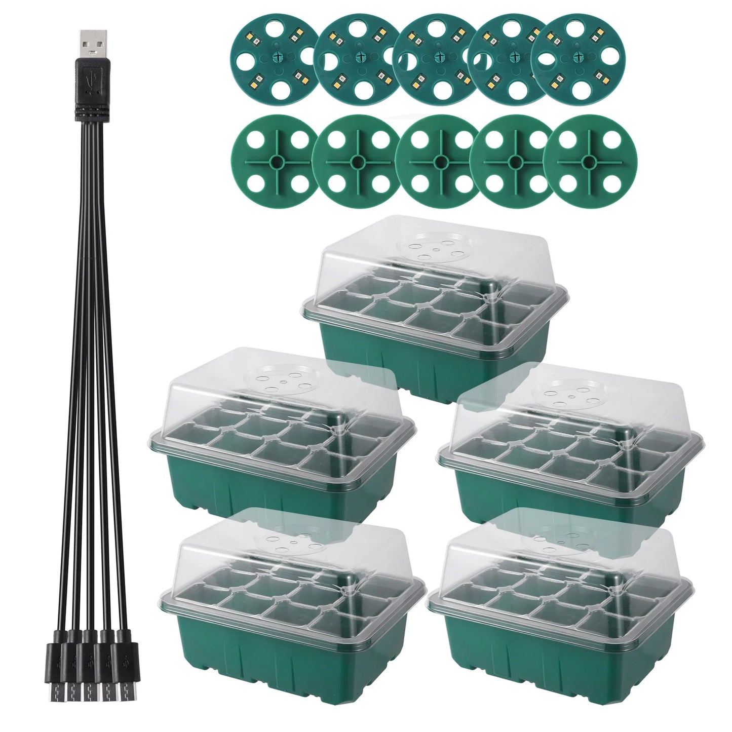 Seed Starter Tray Box with LED Grow Light – Adjustable Ventilation Nursery Pot for Seedling Germination & Indoor Gardening