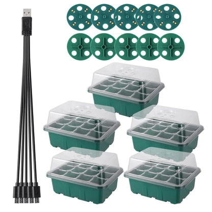 Seed Starter Tray Box with LED Grow Light – Adjustable Ventilation Nursery Pot for Seedling Germination & Indoor Gardening
