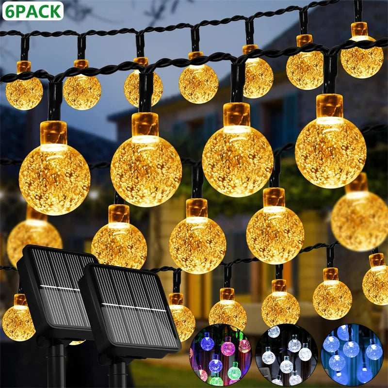 LED Solar String Lights – Waterproof Crystal Globe Lights with 8 Modes for Outdoor Garden, Patio, Tree & Party Decoration