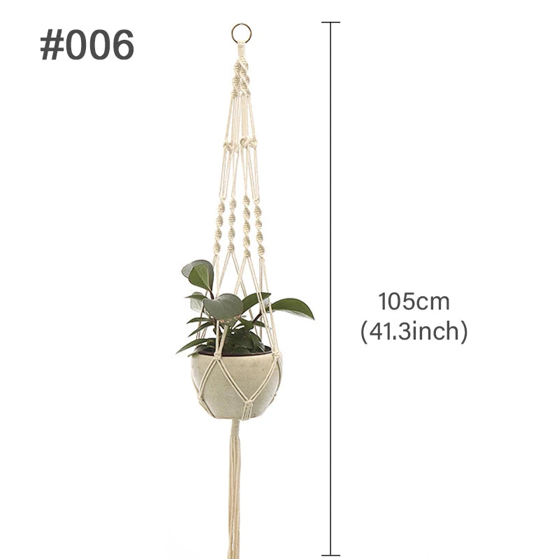 Handmade Macrame Plant Hanger – Cotton Hanging Flower Pot Holder for Indoor & Outdoor Decor
