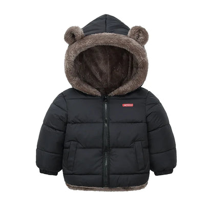 Cotton Hooded Baby Jacket – Thick Fleece Winter Outerwear for Boys & Girls