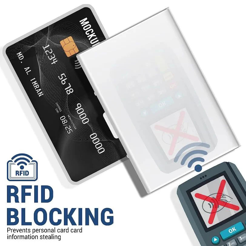 Anti-Scan RFID Blocking Aluminum Metal Card Holder – Slim Wallet for Business and Travel