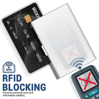 Anti-Scan RFID Blocking Aluminum Metal Card Holder – Slim Wallet for Business and Travel