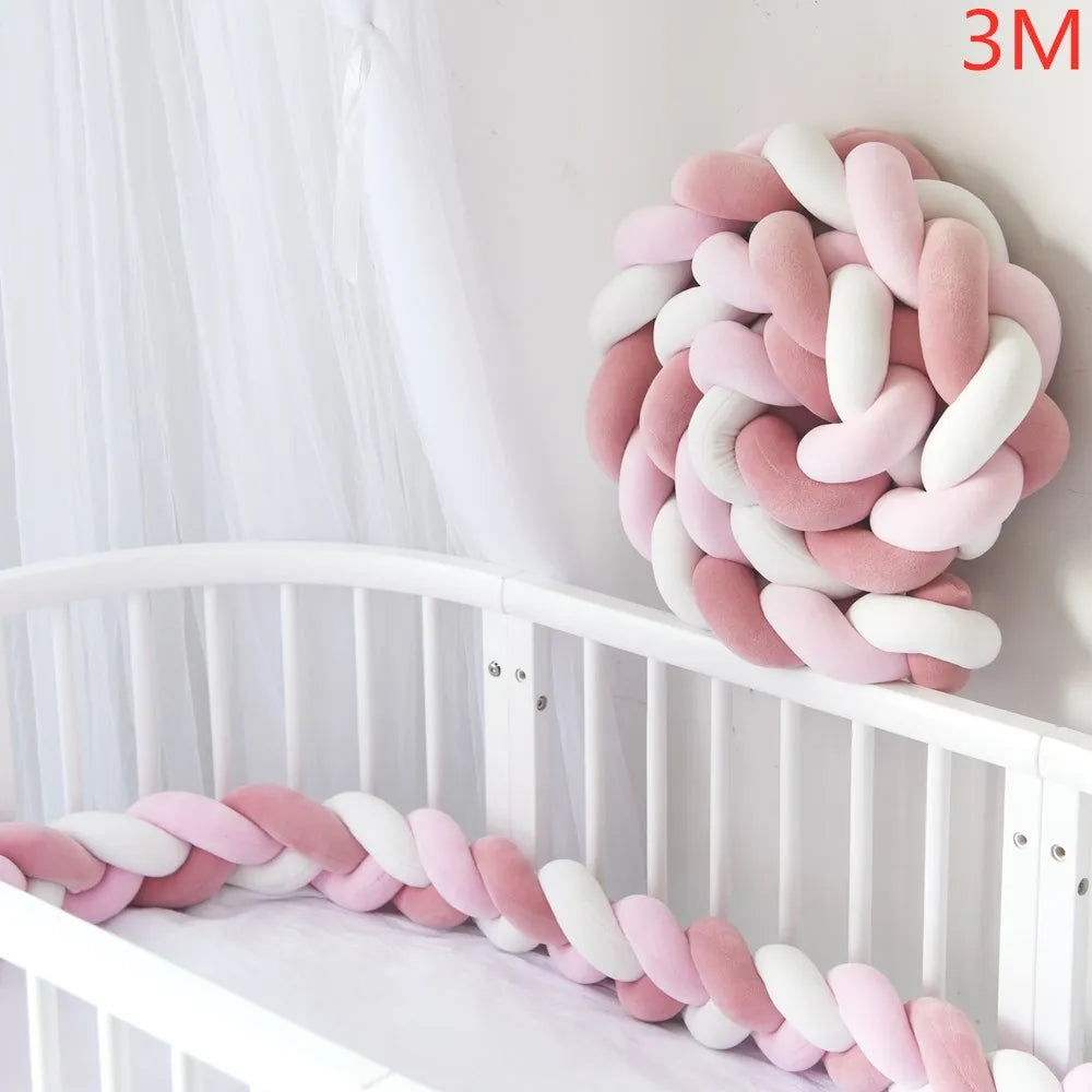 Braided Baby Bed Bumper – Soft Knot Crib Bumper for Infant Cradle Protection (1M–4M)