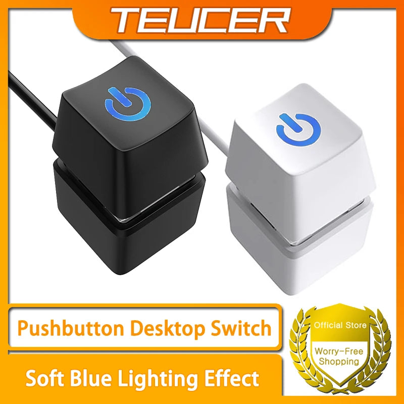 Computer Desktop Switch Power Button Extension Cable – 1.8m Blue LED PC Motherboard External Start On/Off