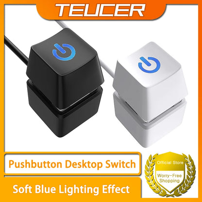 Computer Desktop Switch Power Button Extension Cable – 1.8m Blue LED PC Motherboard External Start On/Off