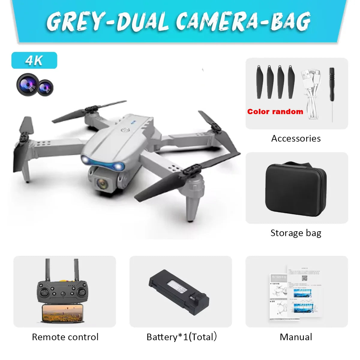 KBDFA E99Pro Drone HD Professional 8K Dual Camera WIFI FPV Quadcopter – Foldable Aerial Photography Drone