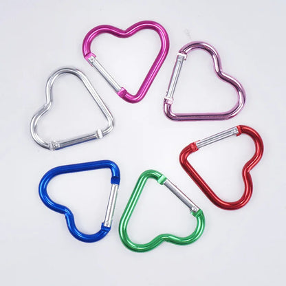 Heart-Shaped Aluminum Carabiner Clip – Keychain Hook for Outdoor, Travel, or Bottle Hanging