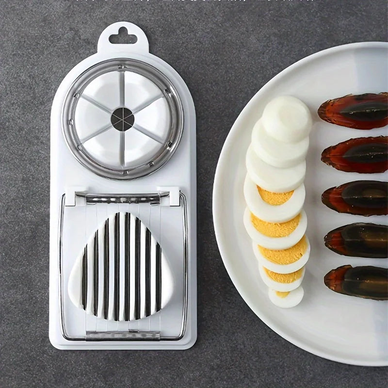 Stainless Steel Multifunctional Egg Slicer Vegetables and Fruits Fancy Splitter Cutting Tool Two in One Home Kitchen Gadget