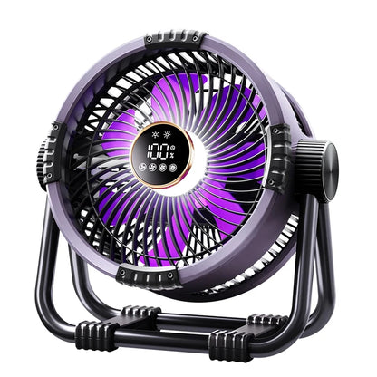 Camping Fan with Light & Power Bank – Rechargeable Ceiling Fan with 3-Speed Night Light