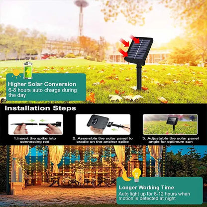 Solar Curtain Light LED Outdoor Waterproof – 300 LEDs Fairy Garland String Lights for Yard, Wedding & Party Decoration