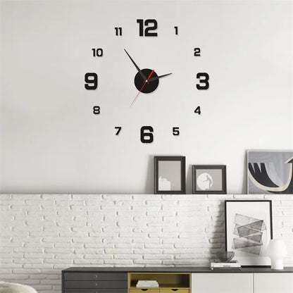 3D Creative Frameless DIY Wall Hanging Clock – Silent Digital Clock with Antique Style for Living Room & Office Decoration