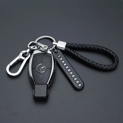 Motorcycle Lock Keychain Pendant – Anti-Lost Leather Rope Key Holder for Men & Women