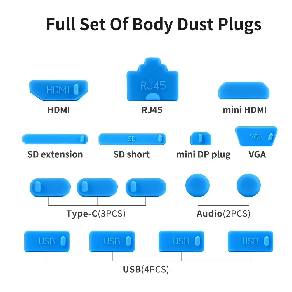 Silicone USB Type C Laptop Interface Dust Protectors Universal Notebook Anti Dust Plug For Laptop Accessories Anti-Dust Caps Set