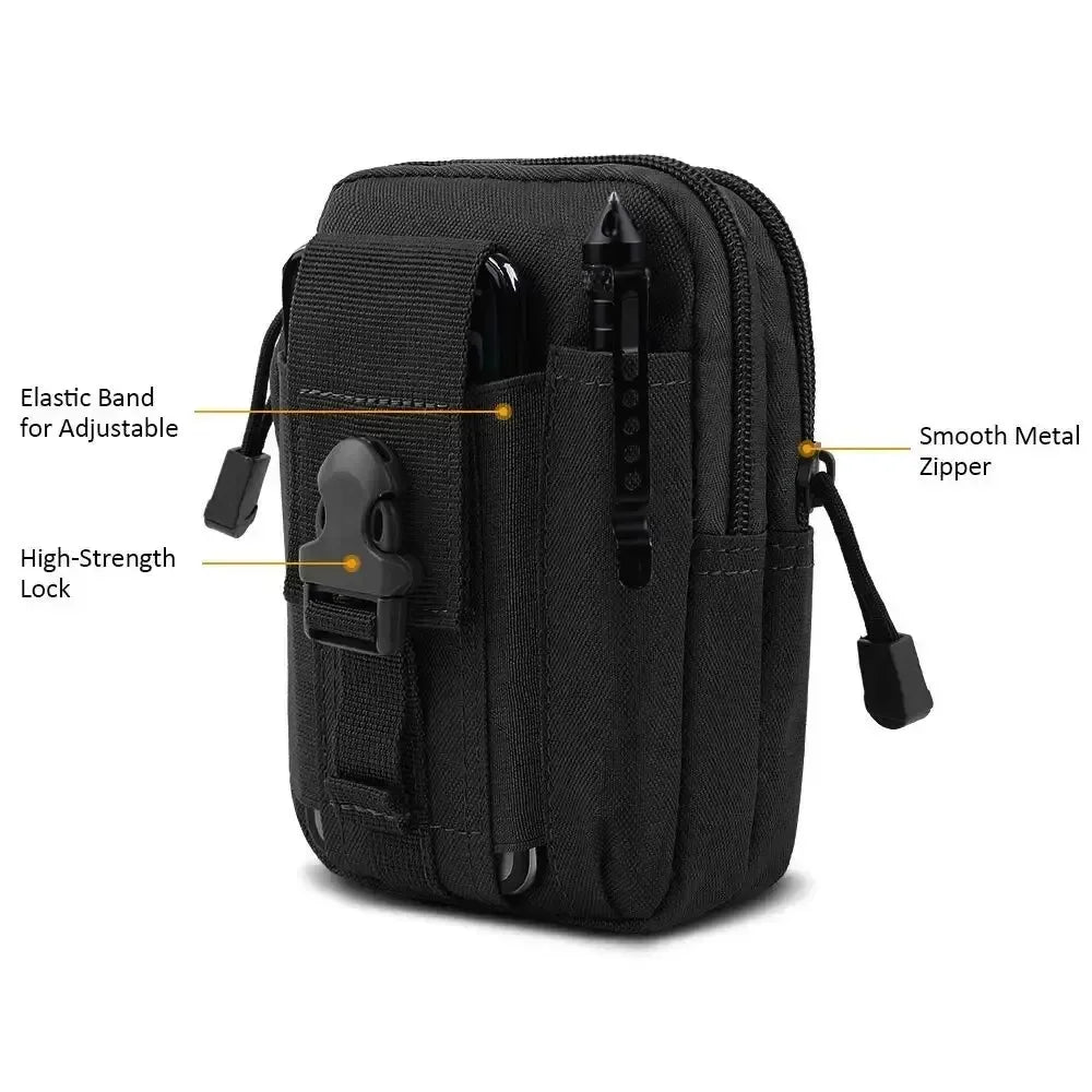 Tactical Universal Cell Phone Holster – Molle Hip Waist Pack with Zipper for Men & Women