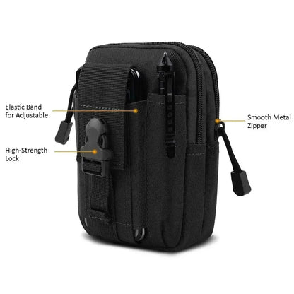 Tactical Universal Cell Phone Holster – Molle Hip Waist Pack with Zipper for Men & Women