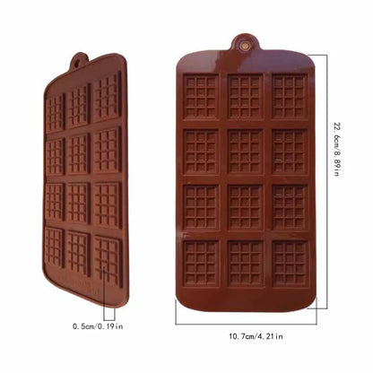Chocolate Silicone Mold 12 Long Square Plaid Silicone Mold Cake Decorative Mold Chocolate Block Insert Waffle Silicone Mold