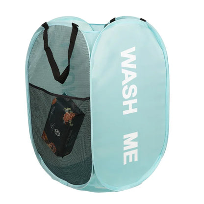 Portable Mesh Pop-Up Laundry Hamper – Breathable Foldable Laundry Basket for Travel, Dorm, Bathroom & Small Spaces