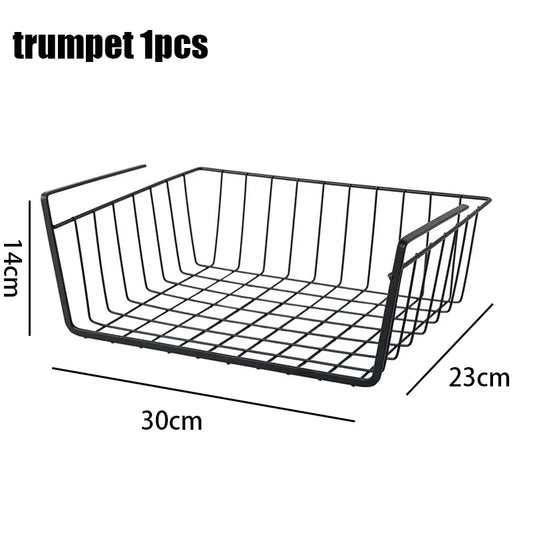 Multi-Functional Perforated Hanging Storage Basket – Iron Wire Rack for Kitchen & Bathroom Organization