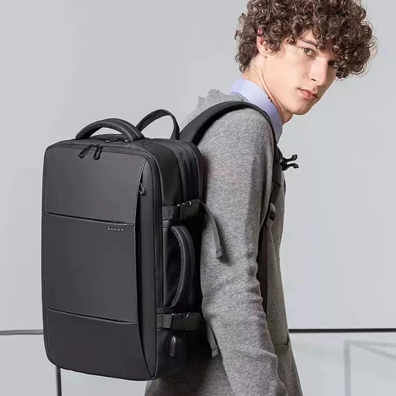 BANGE Expandable Business Laptop Backpack – Large Capacity Waterproof USB Travel Bag for 17.3” Laptop
