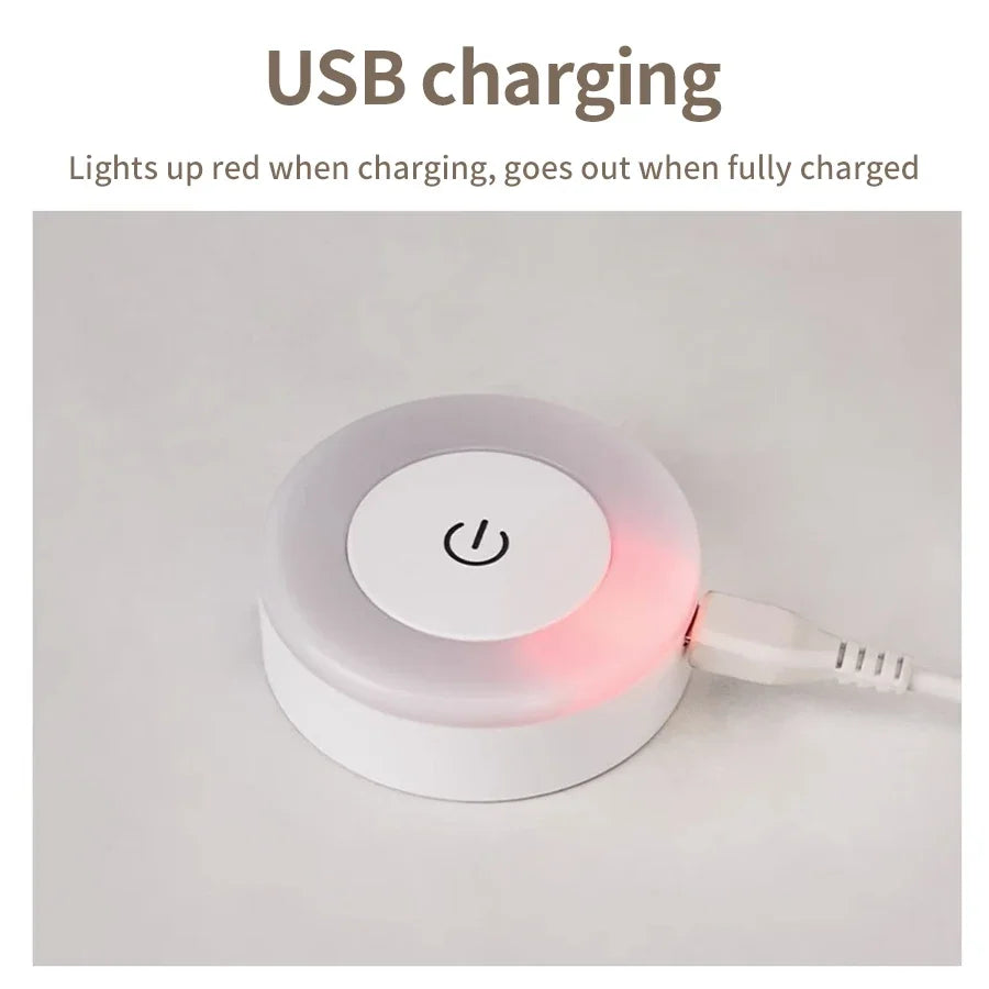 Wireless Led Book Light 6cm Rechargeable Wall Lamp with Touch Switch Night Light 3-Colors Dimmable Portable for Bedroom Reading