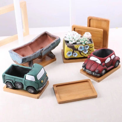 Multi Bamboo Tray Wood Saucer Flower Pot Tray Cup Pad Coaster Plate for Kitchen Decorative Plate Creative Coaster Coffee Cup Mat