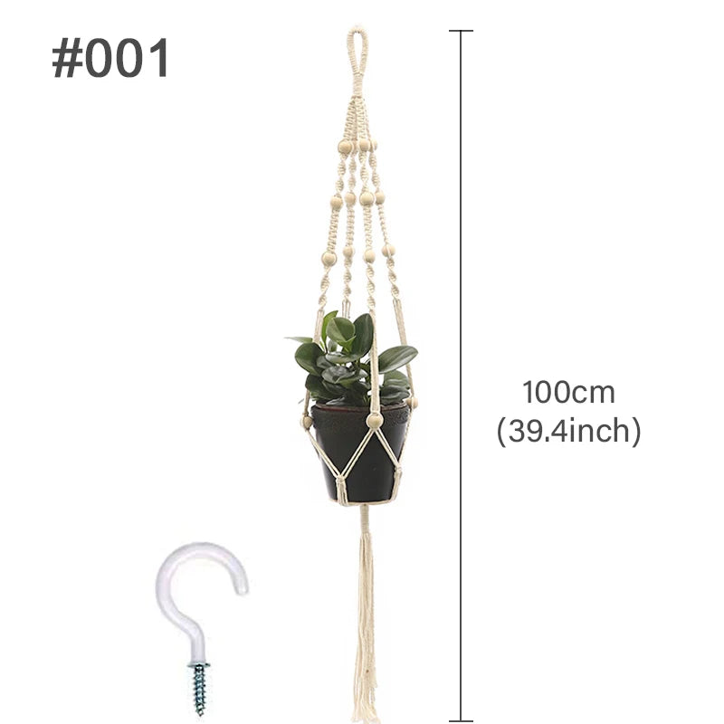 Handmade Macrame Plant Hanger – Cotton Hanging Flower Pot Holder for Indoor & Outdoor Decor