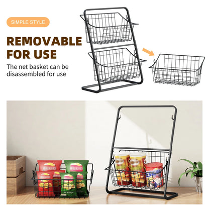 Fruit & Vegetable Wire Basket – Removable Kitchen Countertop Storage Rack for Spices & Snacks