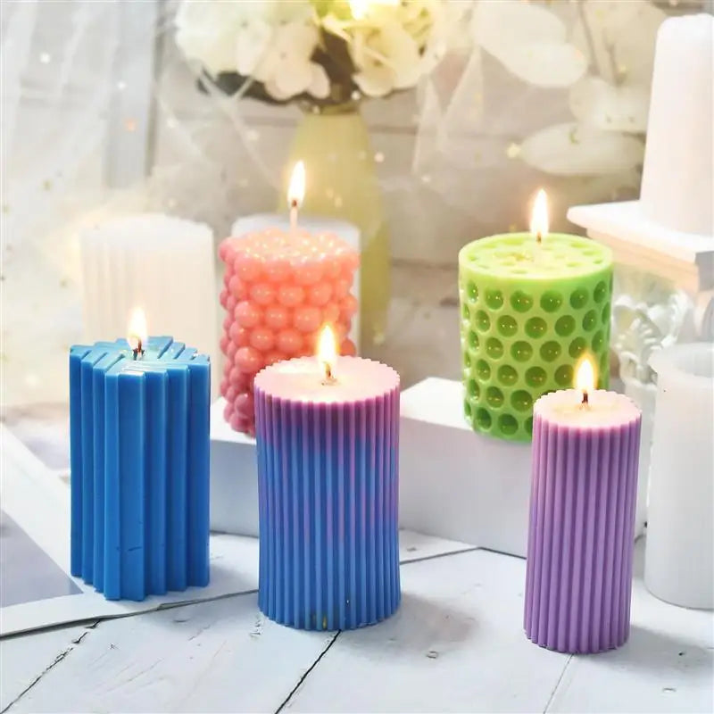 Silicone Striped Roman Column Candle Mold – DIY Silicone Candle Making Tool
