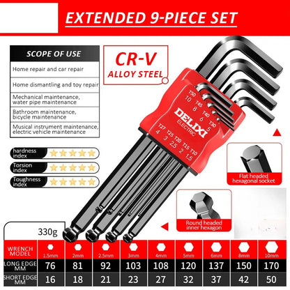 DELIXI Electric Allen Key Set – Hex Wrench Screwdriver Set with Sleeve, Universal Metric Tools for Motorcycles & Bicycles