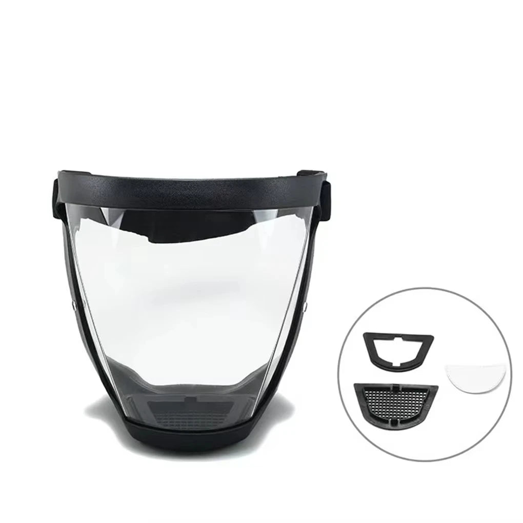 Full-Face Transparent Protection Mask with Adjustable Buckle – Reusable Heat-Resistant Facial Shield for Work and Outdoor Safety