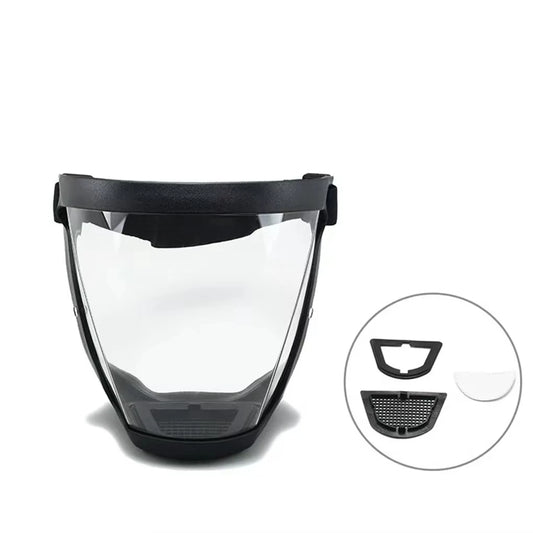 Full-Face Transparent Protection Mask with Adjustable Buckle – Reusable Heat-Resistant Facial Shield for Work and Outdoor Safety