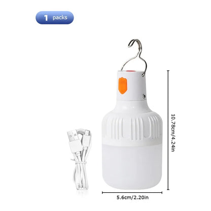 Outdoor USB Rechargeable LED Lamp Bulbs – High Brightness Emergency Light with Hook for Camping & Fishing
